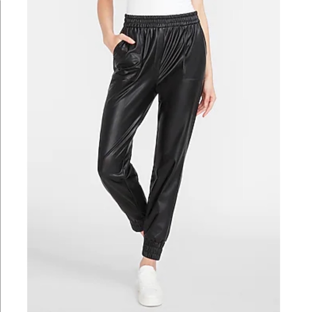 Express High Waisted Faux Leather Joggers